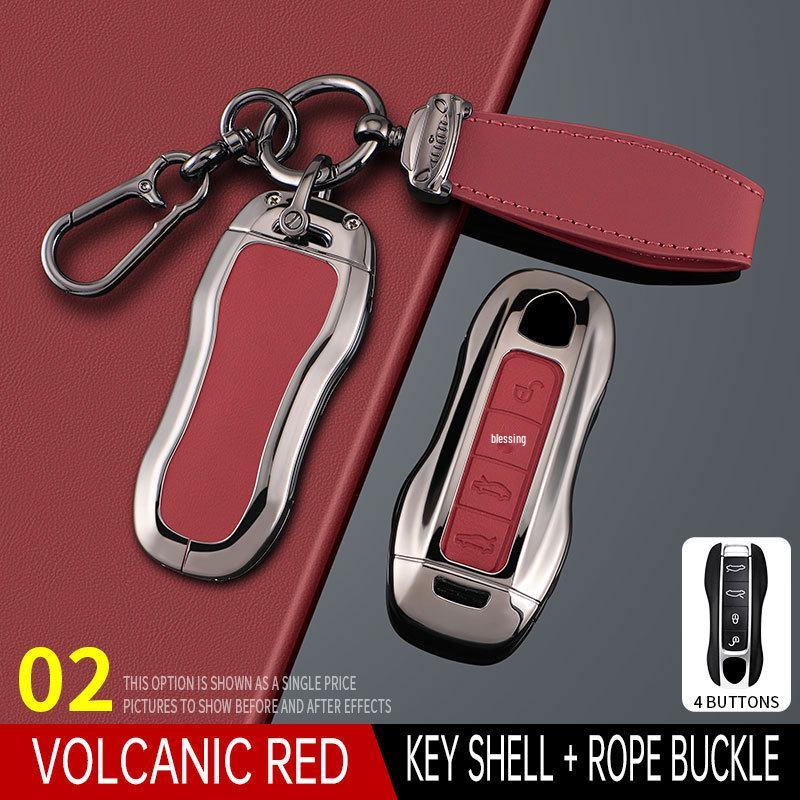 Porsche Key Case for Cayenne, Macan, Panamera, 911, 718 – Metal Leather Buckle