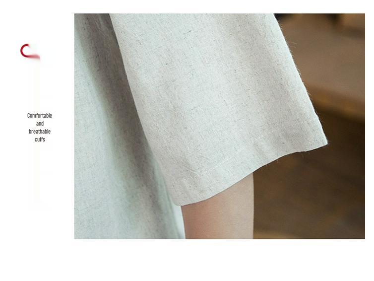 Men's Chinese Style Linen Hanfu Cardigan - Loose Fit, Plus Size, Casual Three-Quarter Sleeve Shirt