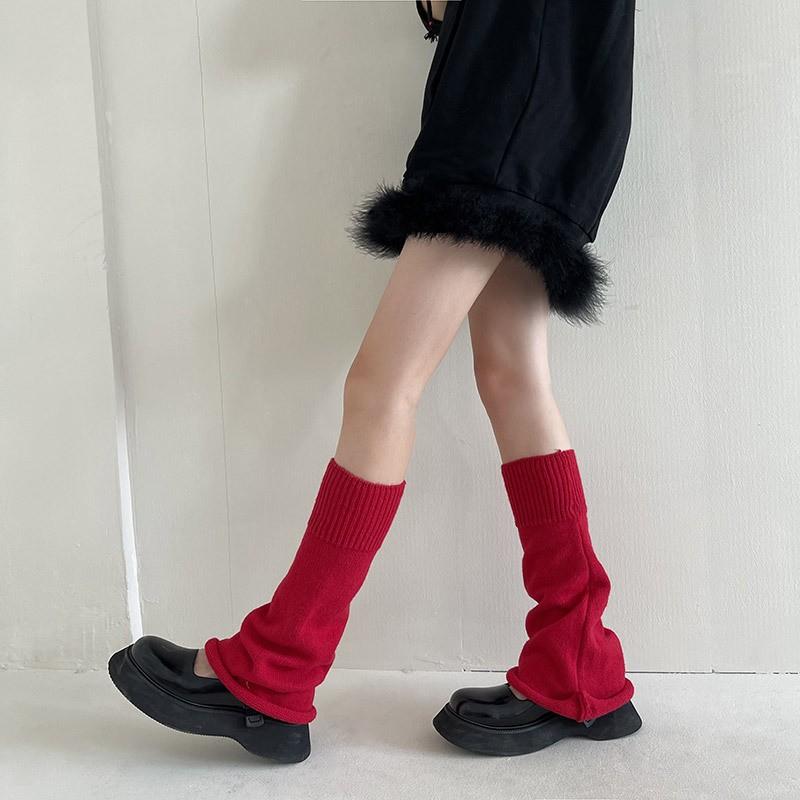 Womens Mid-Calf Knit Leg Warmers Stack Socks Casual Fashion Ribbed Cuffed Sock Covers