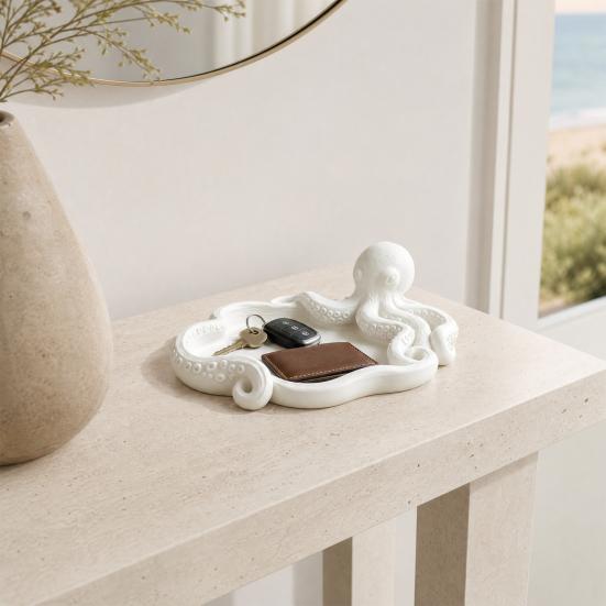 3D Printed Octopus Jewelry Tray, Ocean Animal Earrings Necklace Ring Dish Tray, Decorative Keys Trinkets Holder Organizer Tray