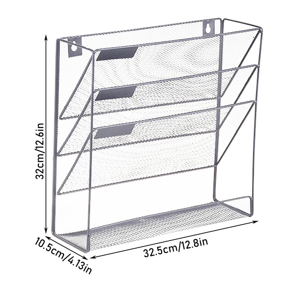 Hanging Wall File Organizer 4 Pocket Mesh Office Mail Paper Organization Hanging File Holder Magazine Rack Bin with Nametag