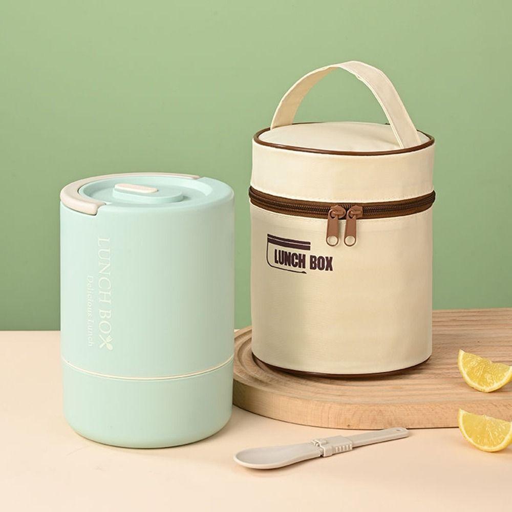 Round Thermal Lunch Box Large Capacity Insulated Lunch Box Practical Food Container  Office