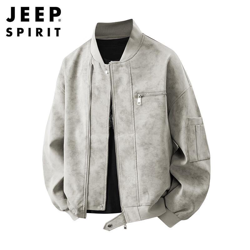 

JEEP SPIRIT Men s Premium Casual Leather Baseball Jacket XL