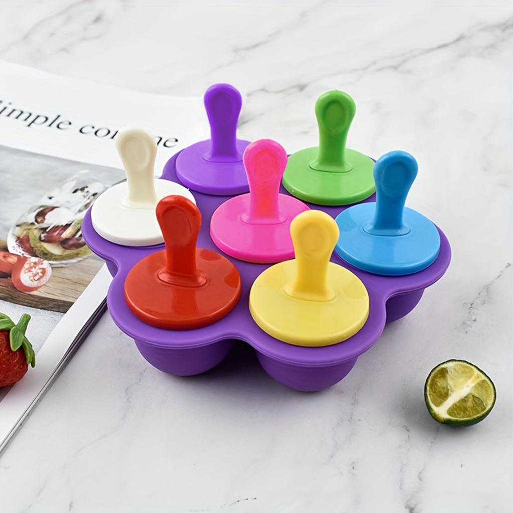 Moule à glace à 7 trous Moule à glaçons en silicone avec couvercle pour DIY maison