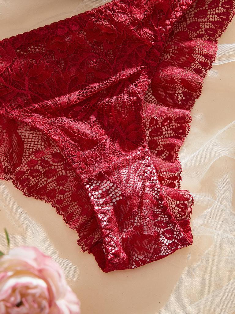 French Lace Lingerie Set: Sexy Hollowed-Out Bra & Thong Duo