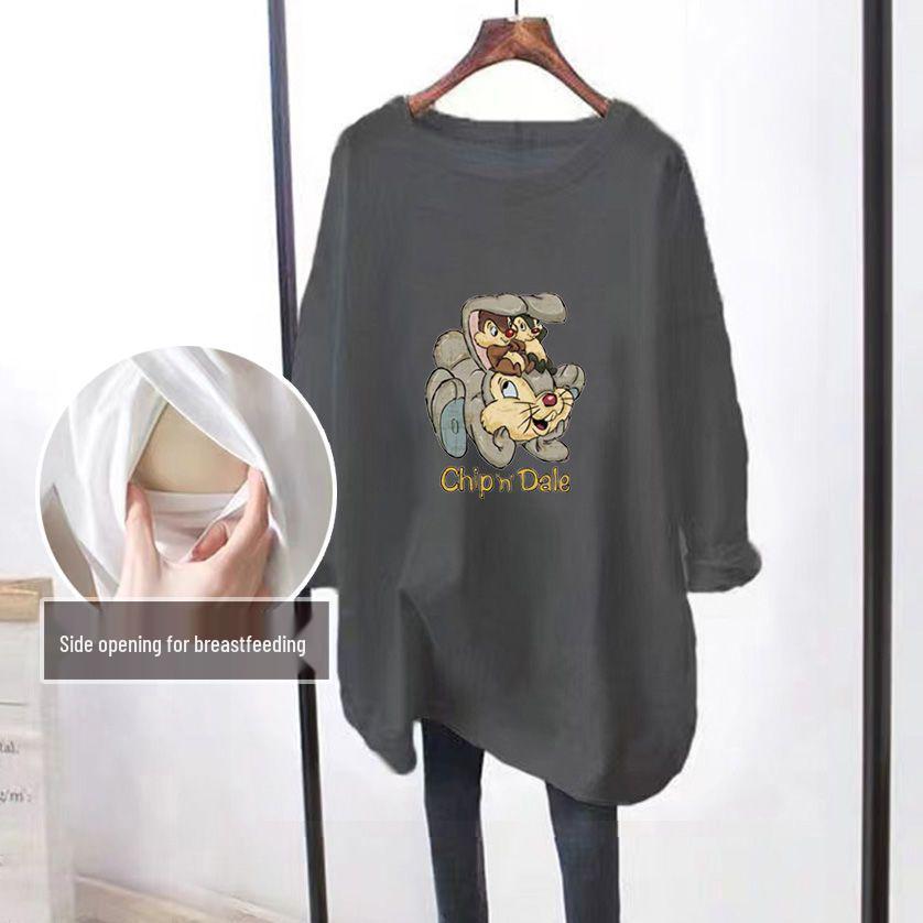 

Повседневный топ с длинным рукавом свободного кроя для беременности и послеродового периода, двойного назначения как верхняя одежда 2XL [70-85 kg]