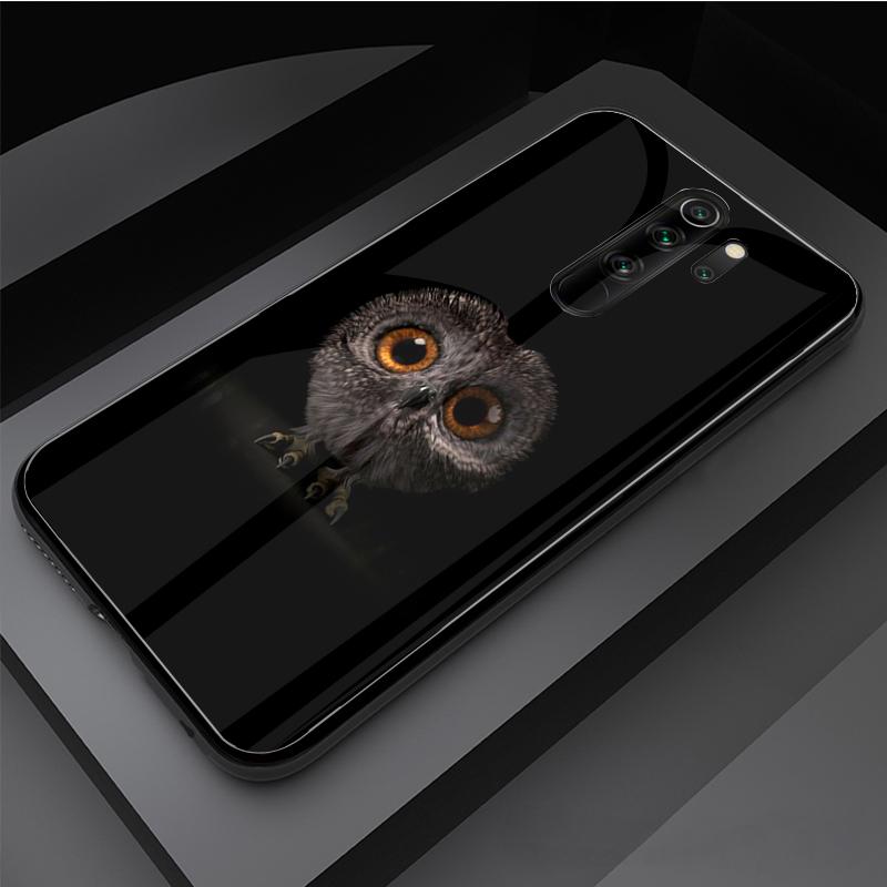 Owl Tempered Glass Phone Case For Redmi Note 5 6 7 8 Pro Note8T Note9S Redmi8 9 Cover Shell