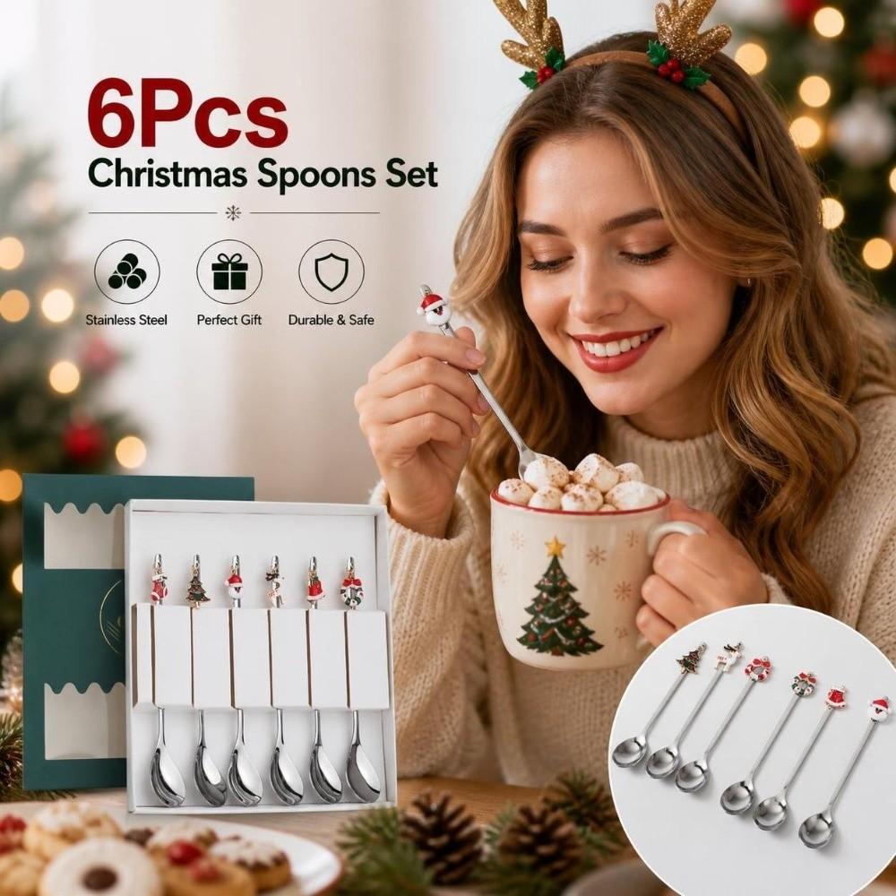 Snowman Coffee Spoon Set Festive Cake Spoons New Christmas Cutlery Set Holiday Decoration