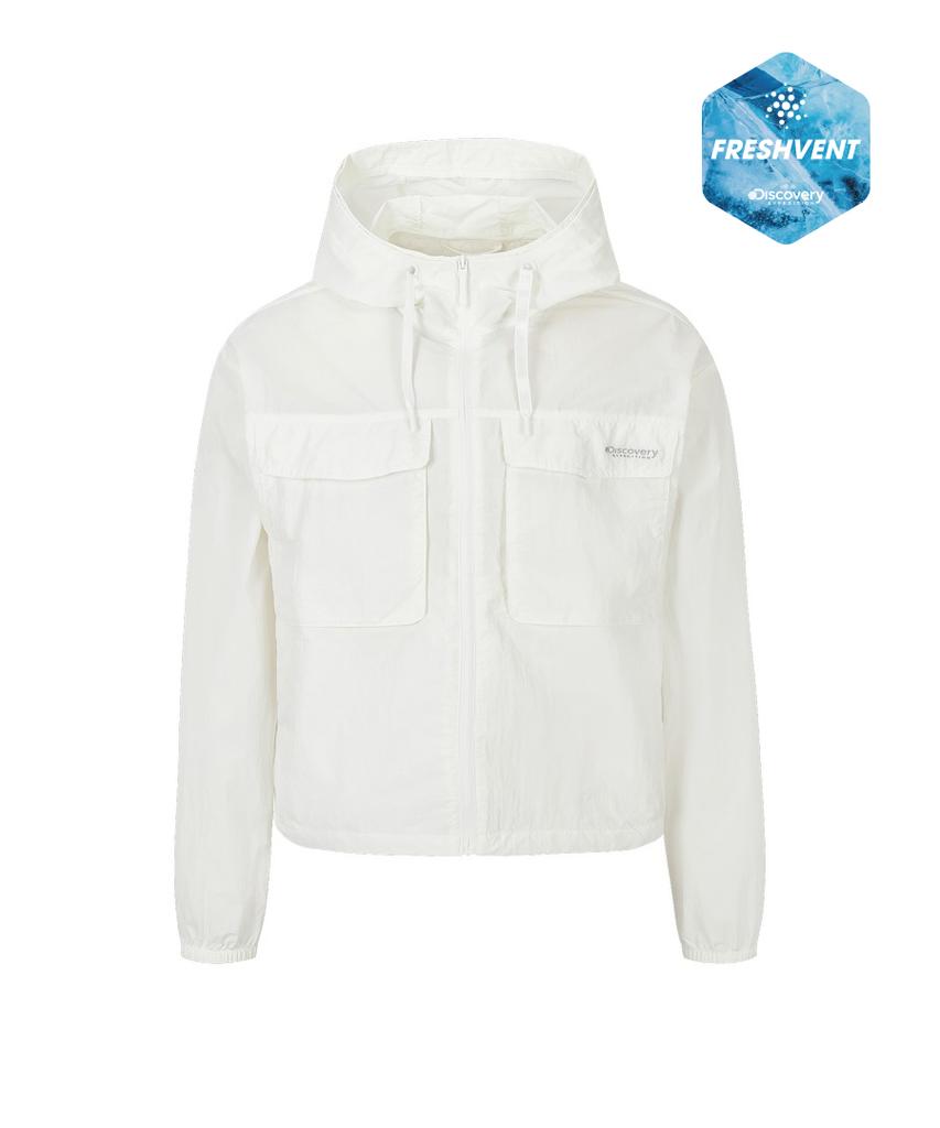 Discovery Expedition Women'S Freshvent 2.0 Pocket Crop Windbreaker (Cream)