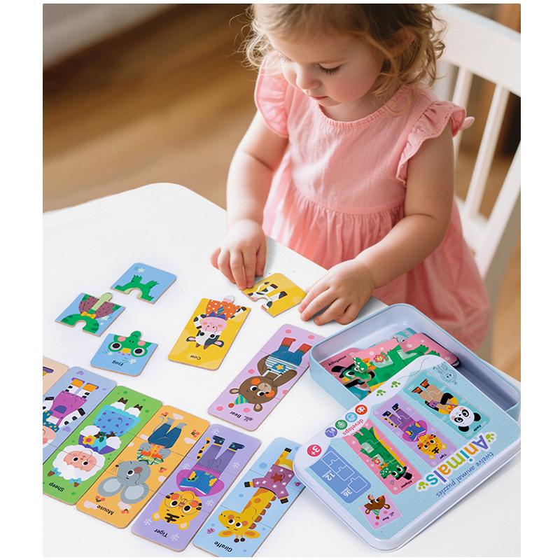 Holzpuzzlespielzeug für Kinder Cartoon Fahrzeug Tier Kognition Lernen Holzpuzzle Lernen Lernspielzeug Kindergeschenk