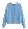 Women Casual Long Sleeve Zipper Pocket Shirt Hooded Sweatshirt Tops