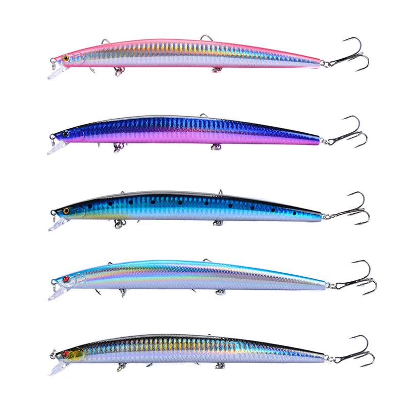 18Cm 24G Big Long Fish Minnow Sea Fishing Lure Bait 3D Eyes Strong Hooks Lures