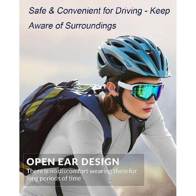 Bone Conduction Headphones Open-Ear Bluetooth 5.0, IP65 Waterproof Wireless Sport Headset with 8H Playtime, Secure Fit for Running/Cycling/Gym, HD