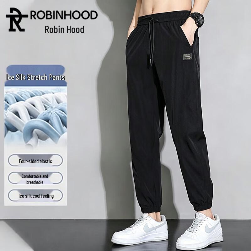 ROBINHOOD Men s Summer Ice Silk Straight Casual Pants M