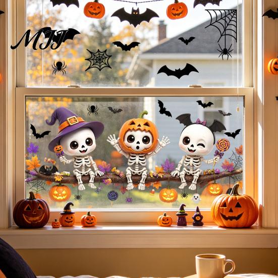 Seasonal Party Accessories Halloween Ghost Glass Sticker, Cartoon Static Window Cling for Decorative Film Parties, Waterproof Decoration