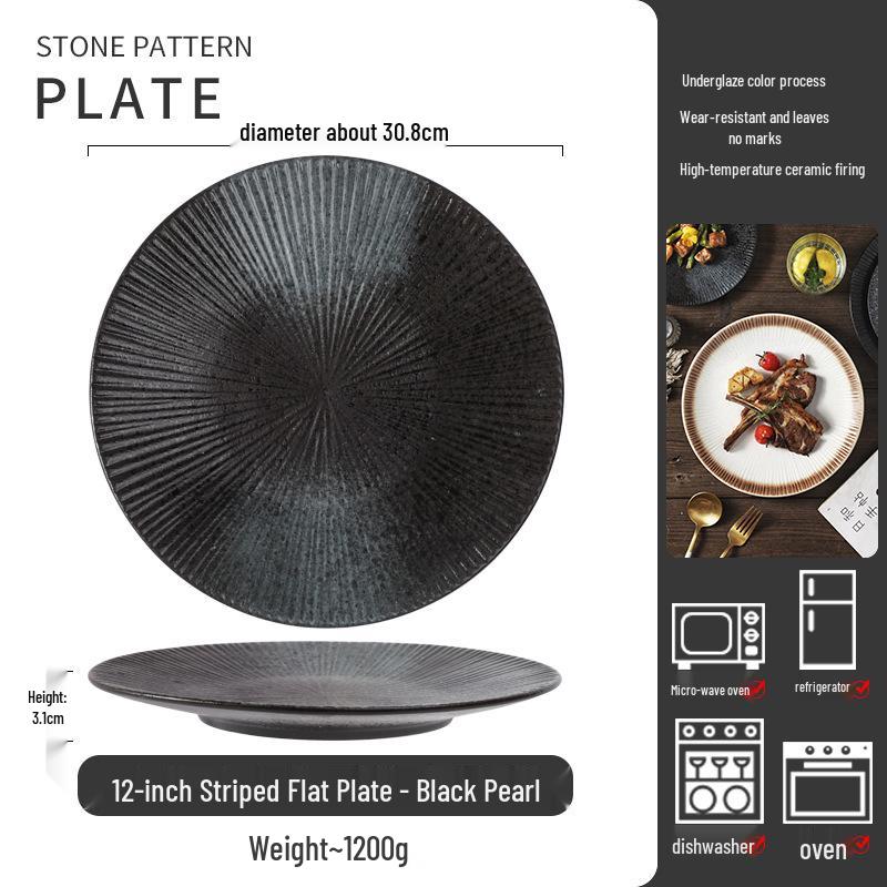 Japanese Ceramic Retro Dining Plate for Pasta, Steak, and Desserts