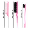 3PCS/1SET Hair Brush Set Sharp-tail Comb Three-row Hair Comb Steel Needle Mouse Tail Comb Toothbrush Eyebrow Brush Tool