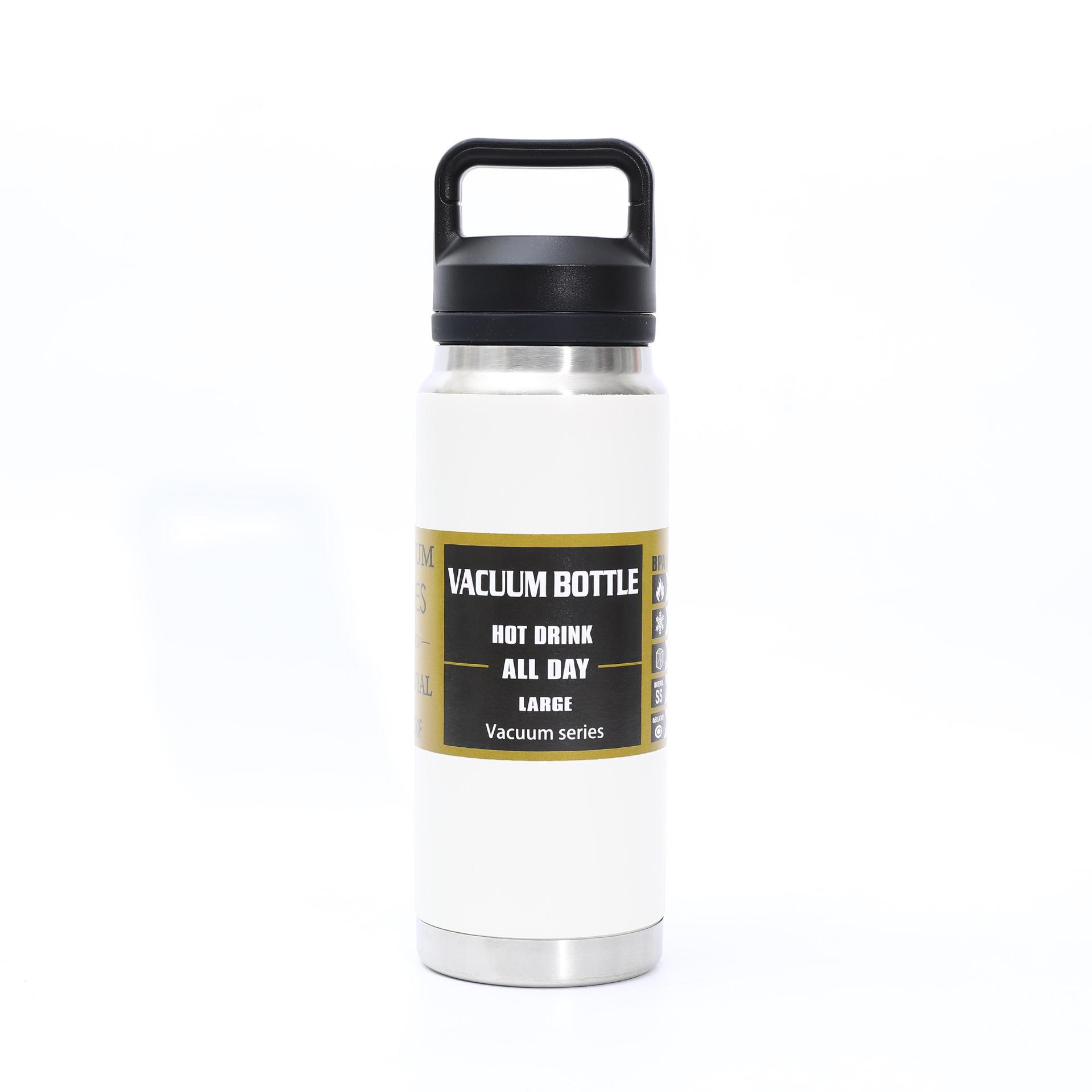 

American Stainless Steel Large-Capacity Insulated Sports Water Bottle for Outdoor Cycling and Mountaineering 800ml білий