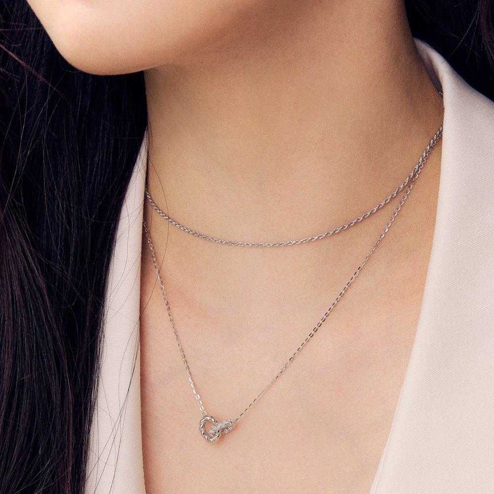 [Rosemont] Silver Chain Necklace Tangle Ra25B28T