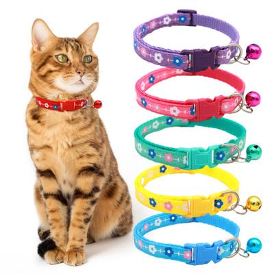 2 Pcs Pet Collar with Bell Floral Design Cat Collar with Buckle