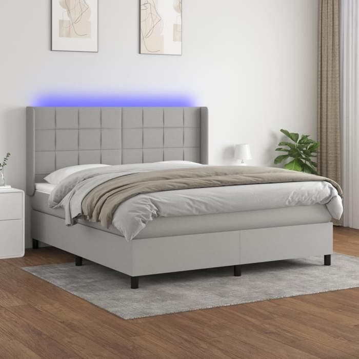 Maison Exclusive - Sommier à lattes de lit matelas LED Gris clair 180x200 cm Tissu