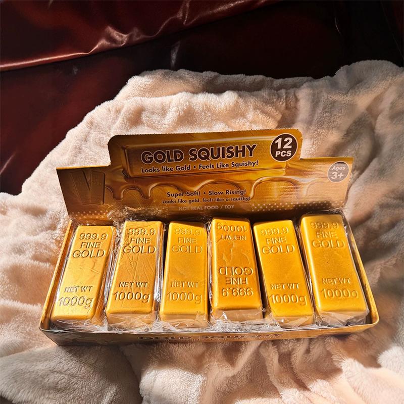 Simulate Gold Brick Squeeze Slow Rising Stress Relief Toy Realistic Gold Bar Anti-Anxiety Fidget Toy Party Favors