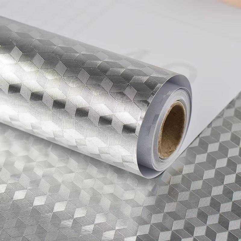 2/5/10 Meters 3D Aluminum Foil Adhesive Paper Roll Waterproof Protection For Kitchen And Stove