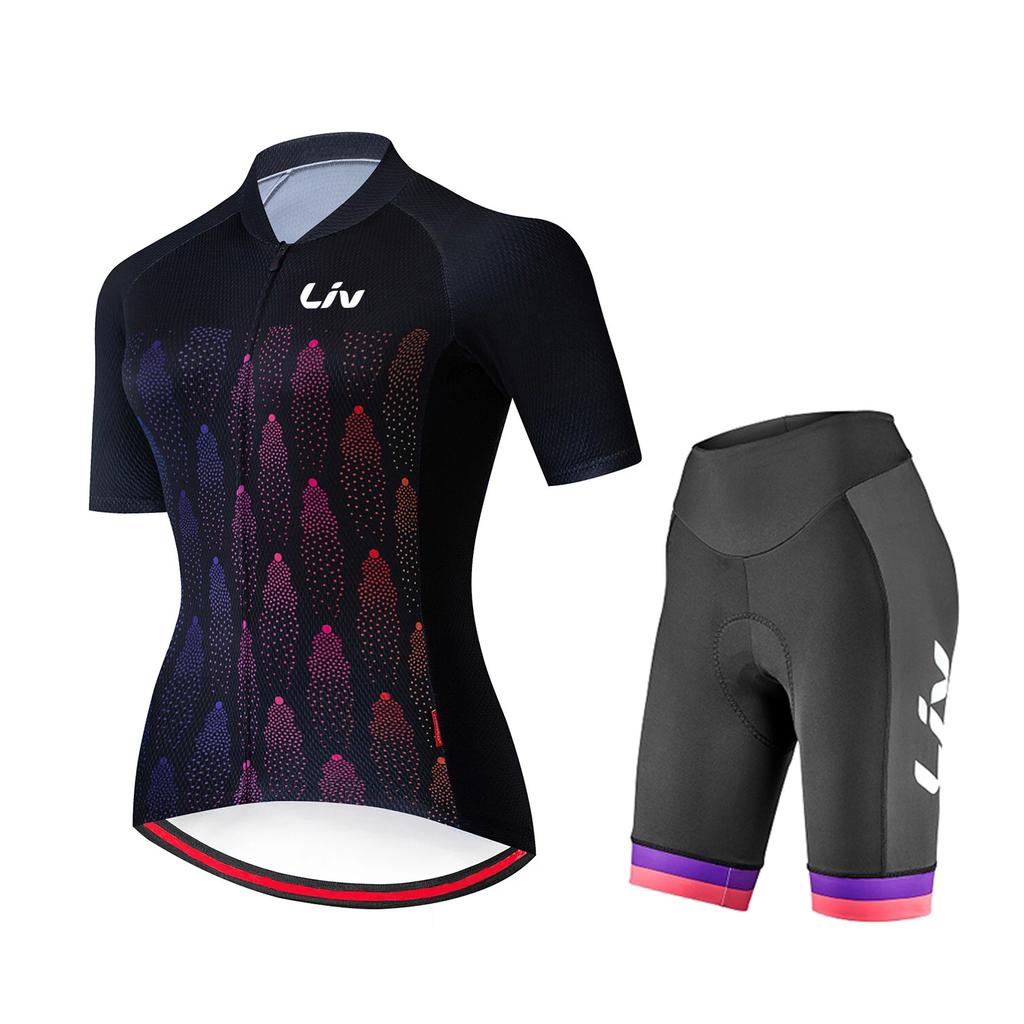 Clothing Women's Summer Cycling Clothing Short Sleeved Quick Drying Sportswear Outdoor Cycling Bib Cycling Set 2026 Summer Breathable Cycling Suit