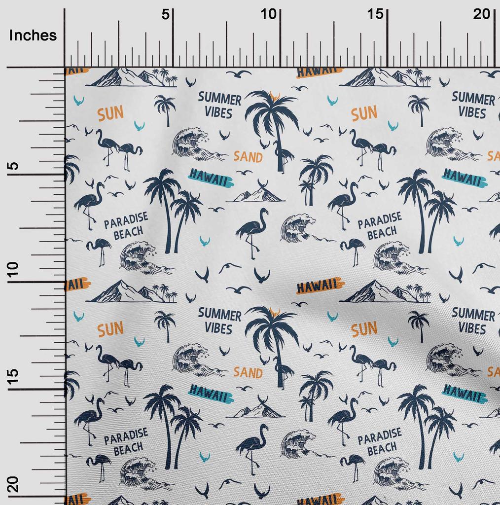 oneOone Bawełna Len Niebieski Materiał Plażowy Hawai DIY Ubrania Materiał Pikowany Materiał z Nadrukiem Na Metry 40 Cali