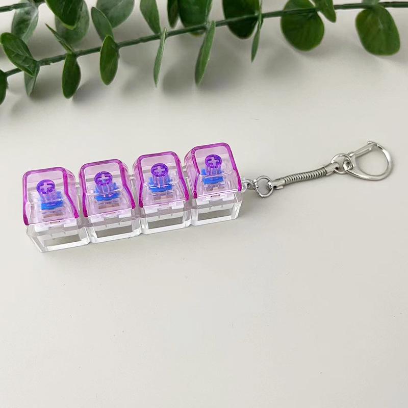 Transparent 4-Key Decompression Keychain with Light and Sound Effects