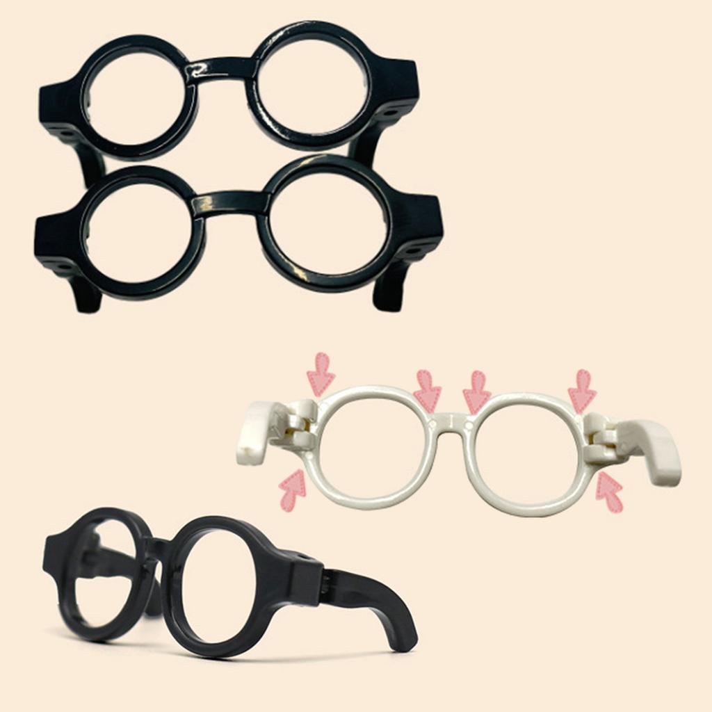 5xDollhouse Props Black Frame Glasses Miniatures Doll House Round Square Frame Glasses Doll No Lenses Glasses Ornament