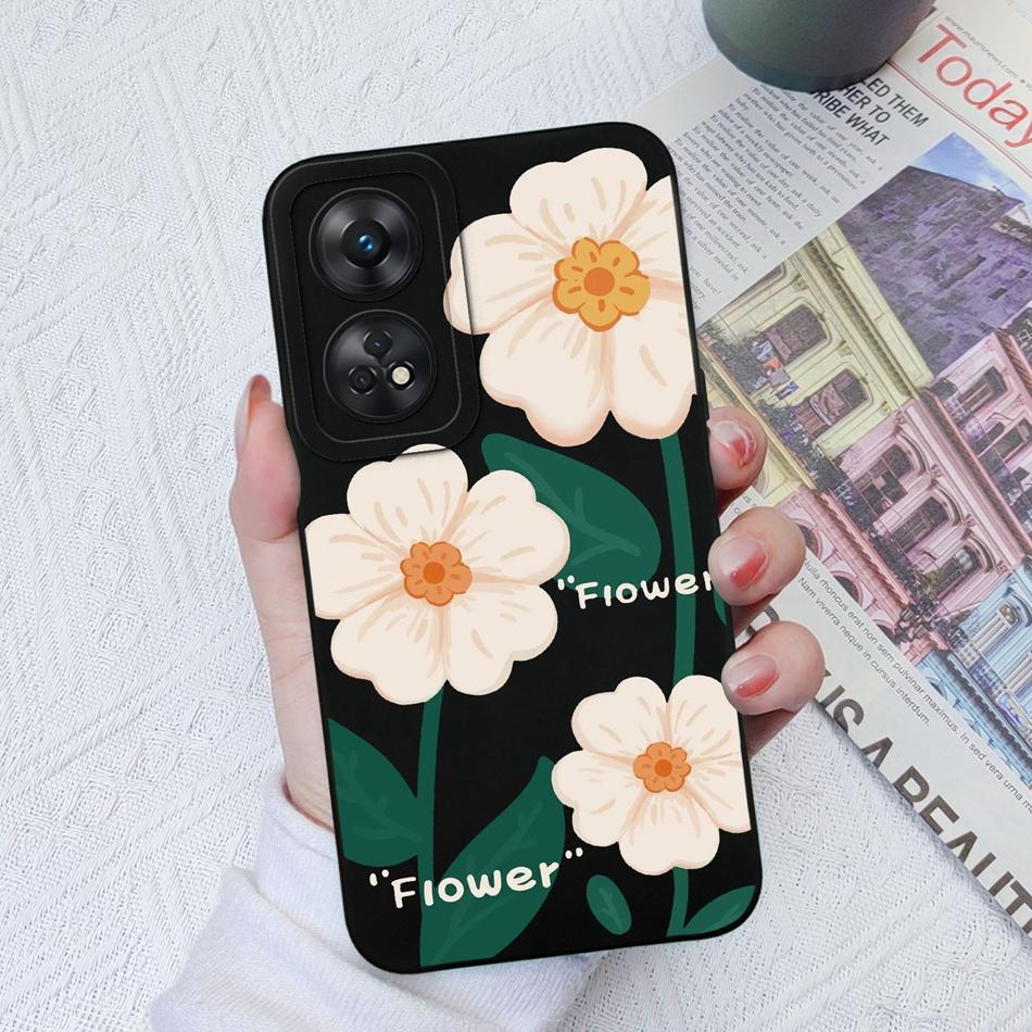 Phone Case For OPPO Reno 8T 4G 5G 8Z 8Lite Cover Cartoon Camera Protection Liquid Silicone Bumper For OPPO Reno8 T Fundas Gift