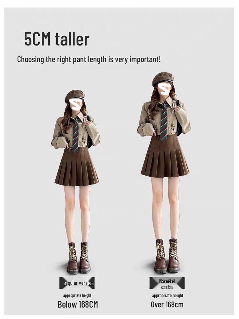 Autumn Winter Thickened Wool Pleated A-Line High Waist Plus Size Short Skirt for Petite Women