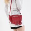 Trendy niche design fringed simple portable vegetable basket bag personalized rivet versatile Spice Girl wind messenger bag