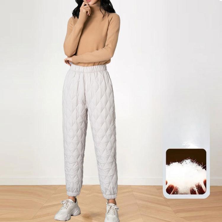 Light Thin Warm Casual Versatile Cotton Pants Women Winter Outside Wear 2026 High Waisted Bunched Feet Big Yards Down Cotton Pants