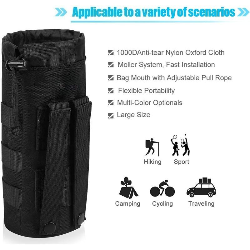 Borsa porta borraccia sportiva migliorata compatibile con sistema Molle, porta cordoncino tattico, portaborraccia in rete da viaggio