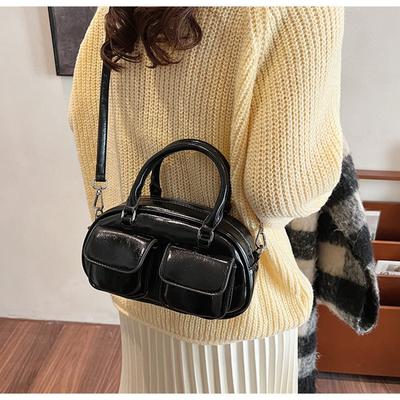 Retro PU Women's Bag Shoulder Bag Bowling Bag Women's Large Capacity Women's Bag
