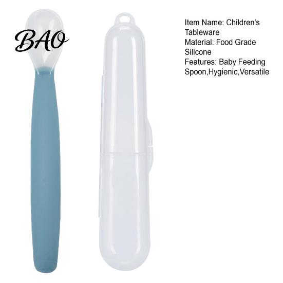 First Stage Feeding Supplies Silicone Baby Spoon, Soft Non Slip Training Utensil, Easy Portable Set for Travel Cleaning Complementary Spoon