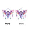 Colorful Owl Wind Chimes Acrylic Owl Dream Catcher with Feather Tassel Hanging Painting for Home Window Corridor Decorations