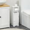 White MDF Bathroom Cabinet with Cupboard and Toilet Paper Space, 19x15x56 cm