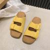 Silver burst pattern platform slippers cork buckle fashion shoes cool slippers summer wear beach shoes