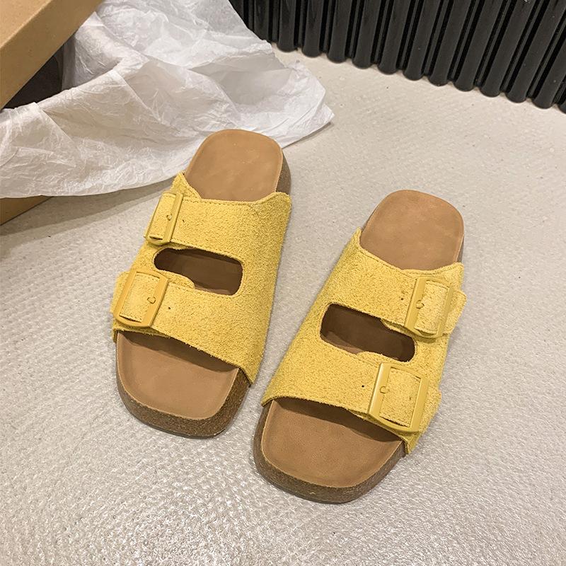 Silver burst pattern platform slippers cork buckle fashion shoes cool slippers summer wear beach shoes