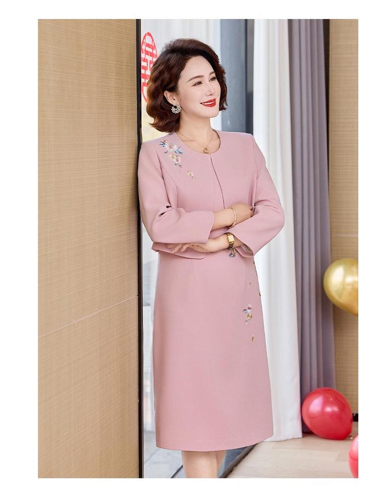 2026 New Style Mother-in-law Formal Wedding Dress Set for Middle-aged Women - Spring & Autumn