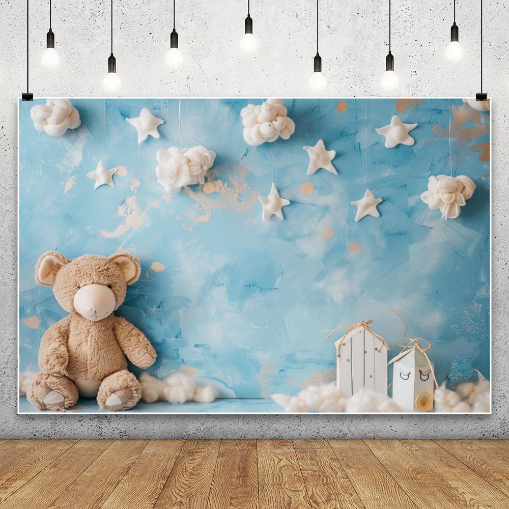 Decorazione Sfondo Festa di Compleanno per Bambini Palloncino Nuvola Orsetto Arco per Bebè Striscione Shower Oggetti di Scena Studio Fotografico Ingrosso