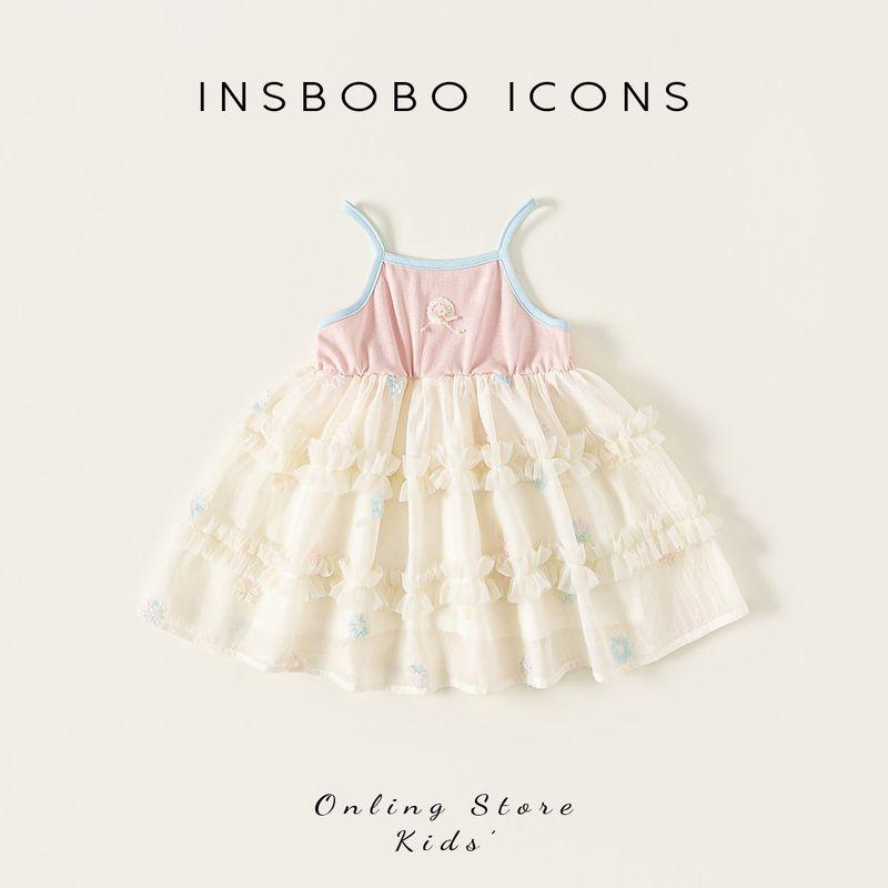 Insbobo Girls Dress Summer 2025 New Style Baby Girl Suspender Dress Kidsren s Dress Summer Baby Princess Dress Pink 80 cm