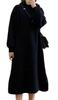 Andrei Hooded Long Long Side Loose Loungewear Size Women's Dress, Sleeves, Fleece-Lined, Slits, Casual, Fall/Winter (Black, XL)