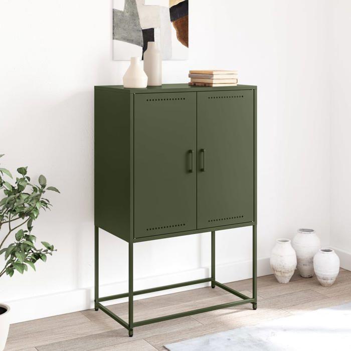 VidaXL Highboard Olive Green 68.5x38.5x107 Cm Steel, Sideboard, Cupboard, Side Cabinet, Cabinet, Storage Cabinet, 846510
