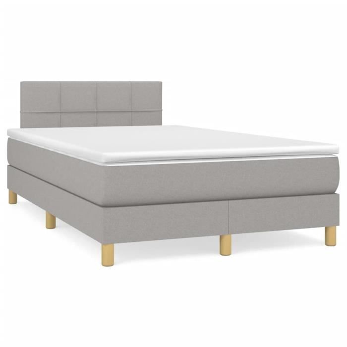 3140601 vidaXL Lit à sommier tapissier avec matelas Gris clair 120x200cm Tissu
