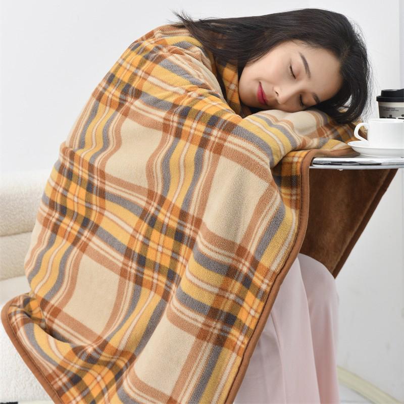 Wearable Plaid Fleece Blanket With Button Winte Warm Throws On Sofa Bed Travel Thicken Bedroom Office Air Conditioning Blanket