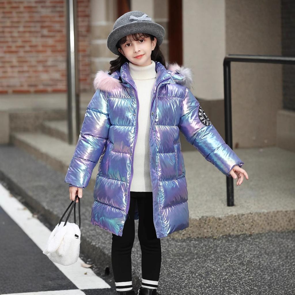 Mädchen Winter Baumwollgepolsterte Kleidung Neue Winter Daunen Baumwollgepolsterte Kleidung Kinderjacken Glänzende Baumwollgepolsterte Jacken Tide